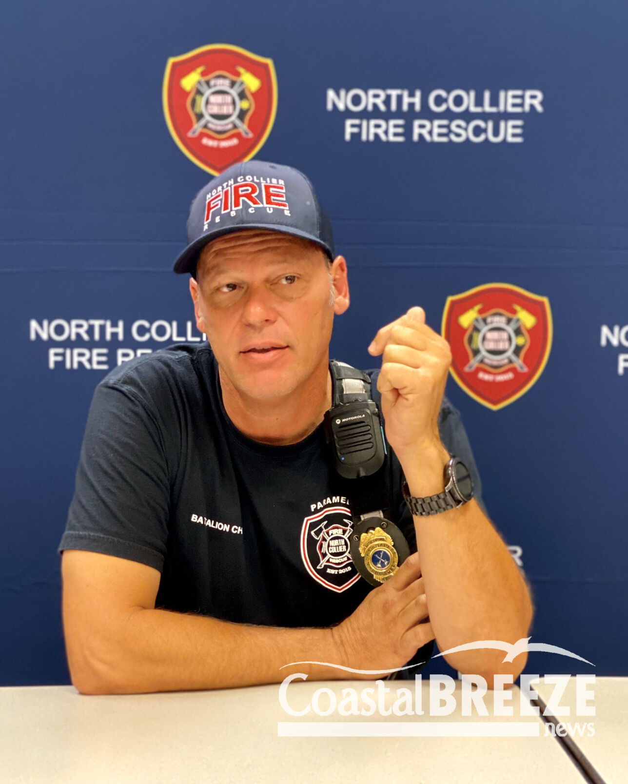 4. Battalion Chief Erik Espineta discusses the Surfside condo collapse..JPG